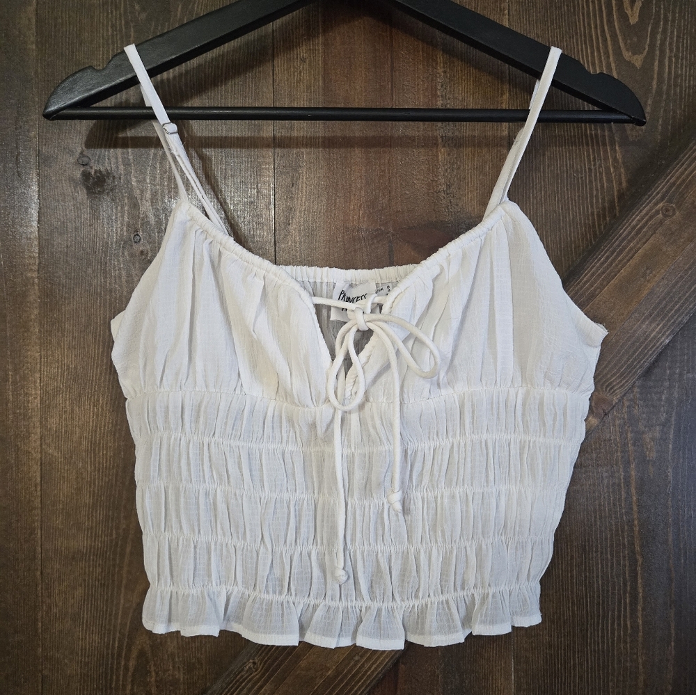 Princess Polly White Camisole with Pleated Tie Front